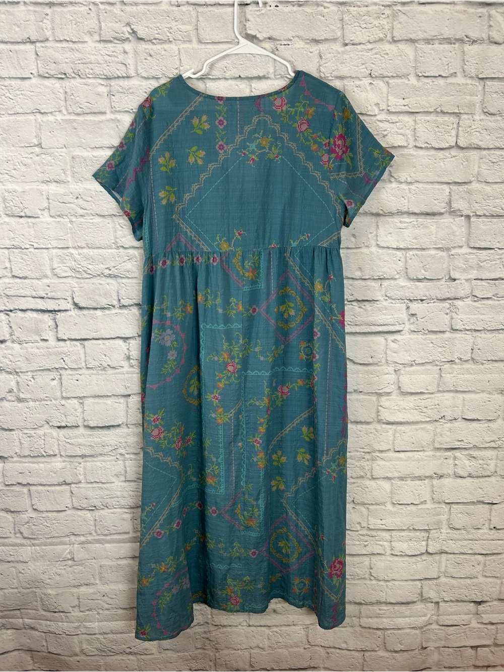 Natural Life Blue Floral Patchwork Button Front Midi Maxi Dress Large - Picture 6 of 7